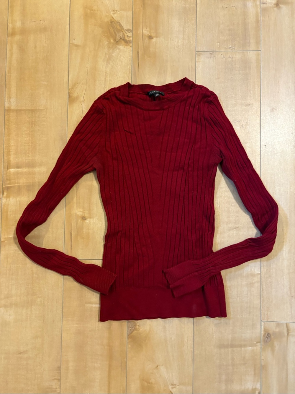 Dynamite Ribbed Crewneck Sweater - Burgundy